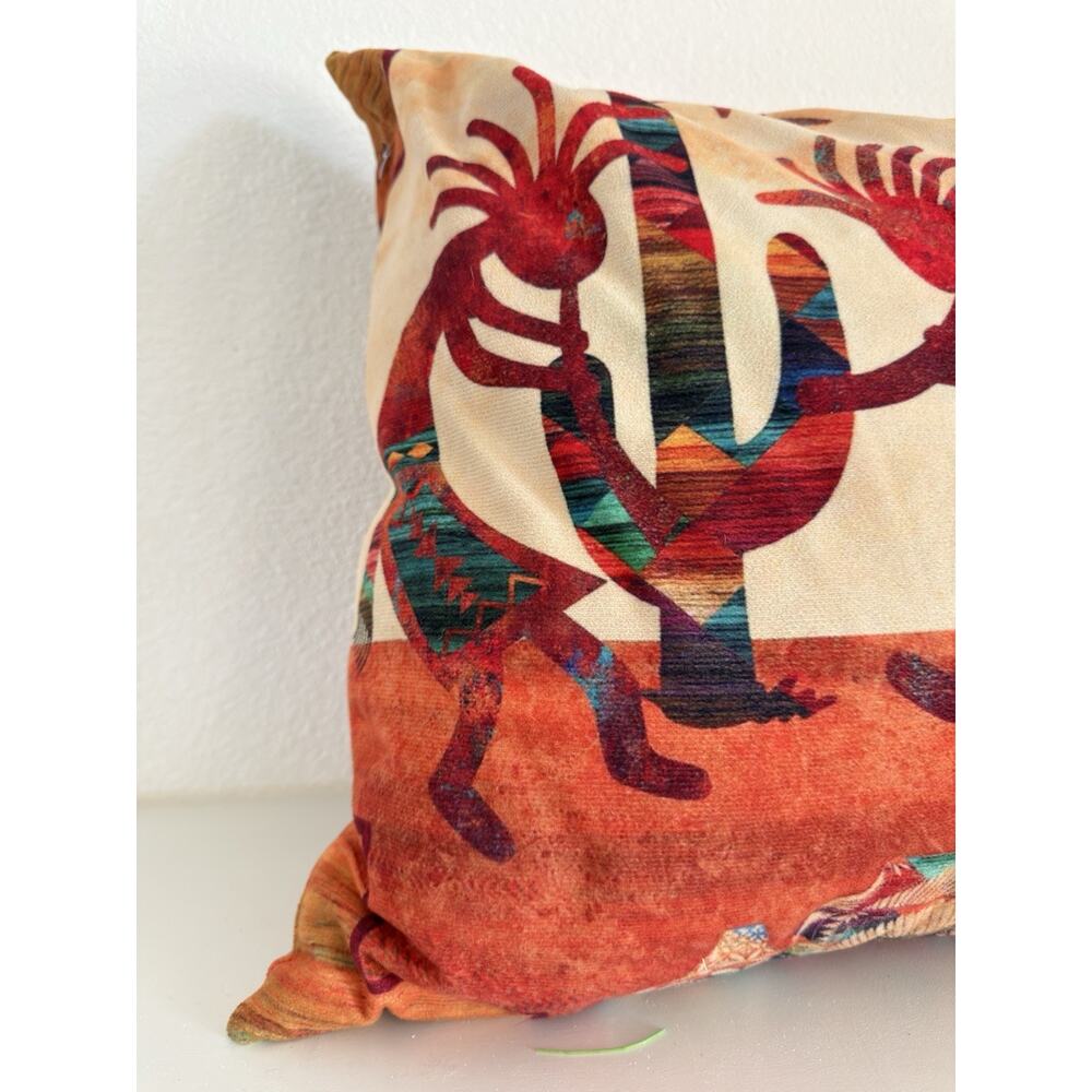 Southwestern Kokopelli Square Throw Pillow 16x16 Soft Fabric Double-Sided 16” - Picture 2 of 10